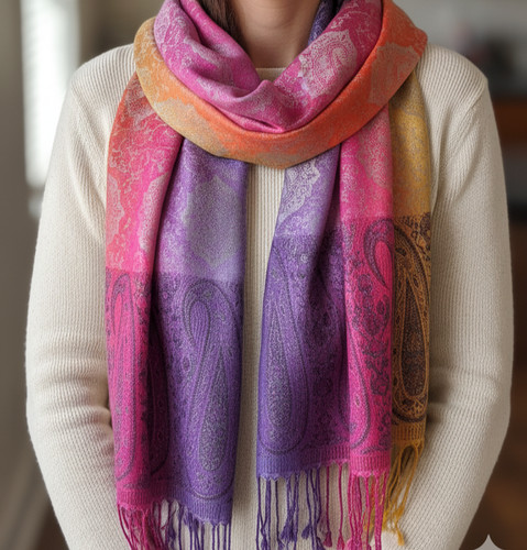 Echarpe pashmina soie laine - soie,