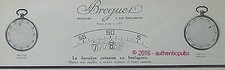 ADVERTISEMENT BREGUET WATCH WITHOUT HANDS WATCHMAKER DIAL 1926 FRENCH AD PUB