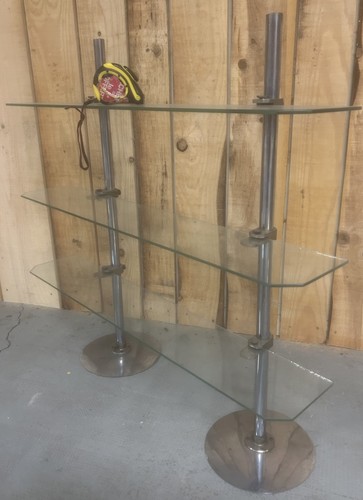 étagère verre chrome meuble - verre,