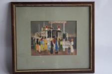 Painting with greasy chalk drawing D. Christmas boarding dock port (46527)