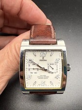 NEW FESTINA F12 8995 WHITE DIAL MULTI FUNCTION TRIPLE DATE WATCH RUNS CHIP X  H9