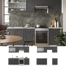 Cuisine intégré Fame-Line Single style rustique 240 cm blanc anthracite or Vicco