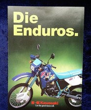 Kawasaki KLR 650, KLE 500, KMX 125 enduro brochure 1996 4 pages