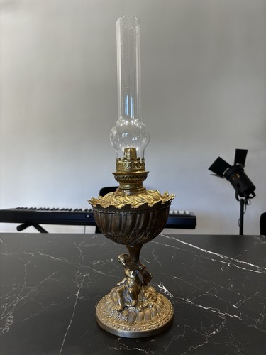 Lampe pétrole bronze ou - lampe, à
