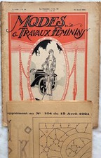 Modes et Travaux n° 104 du 15 Avril 1924 ancienne revue + sa planche broderie