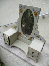 Antique 1920s Painted Wooden Doll Cabinet: Dressing Table