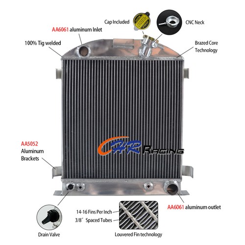 Row aluminum radiator - row, for