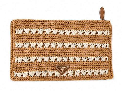 Prada raffia righe clutch - raffia,