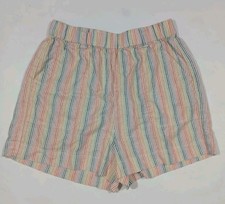 Marine Layer Karleigh Shorts Size Large Hemp Rainbow Stripe Pockets Pull On
