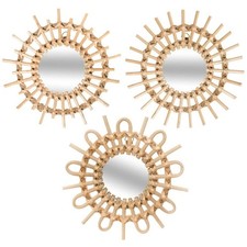 Lot de 3 Miroirs Muraux Rotin