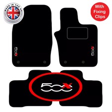 Tailored Car Mats suitable for Fiat 500x 2014+ Onwards, 4pc set, 4 Clips & LOGOS