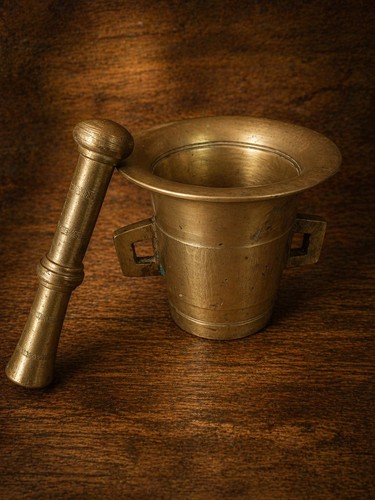 Antique bronze mortier - bronze, &