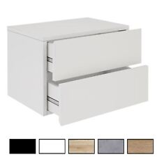 Chevet suspendu étagère murale avec 2 tiroirs sans poignée en mélaminé