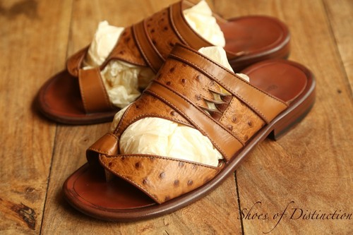 Sandales cuir autruche - cuir, d'autruche