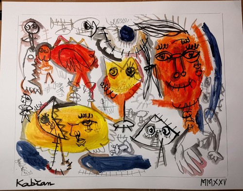 Peinture originale sur papier - peinture,