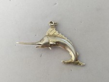 VINTAGE SOLID SILVER VERMEIL MARLIN SWORDFISH STERLING FISH PEACH PENDANT