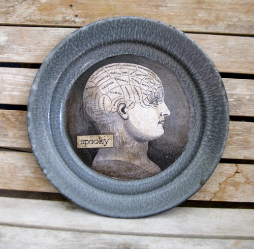 Antique gray graniteware - gray, plate