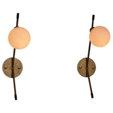 Vintage 1950s Italian Applique Wall Sconces with Opaline Glass
