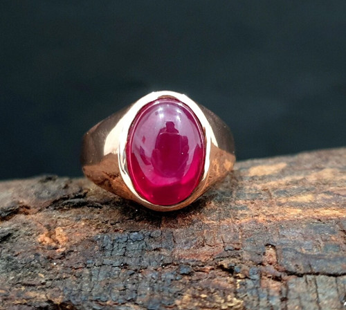 Bague rose rubis cabochon - rubis,