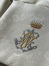 6 Flowers Lys Towel 55x55 Embroidered Monogram Antique W Crown Count Gift
