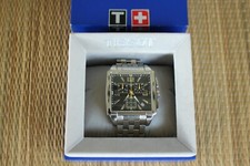 BEST TISSOT QUADRATO BLACK DIAL CHRONOGRAPH STAINLESS QTZ BRACELET WATCH BOX SET