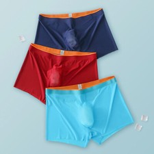 Slip D'été Pour Hommes Boxer En Soie Glacée Sous-Vêtement Respirant Sans /