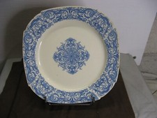 Antique Gien plate beautiful square shape, blue Renaissance type decor circa 1900