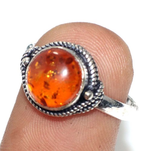 Bague plaqué argent ambre - bague,