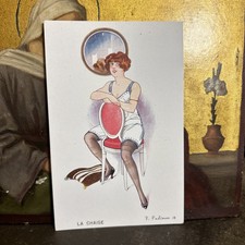 Old postcard illustrator fabiano women's seat the chair series 27