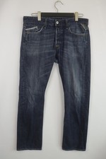 Replay Blue Denim Cotton 5-Pocket Design Whiskered Straight Leg Jeans Size 34