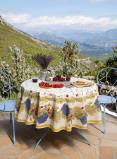 FRENCH PROVENCAL COTTON 71" ROUND TABLECLOTH "ROSE LAVANDE" - Made in France