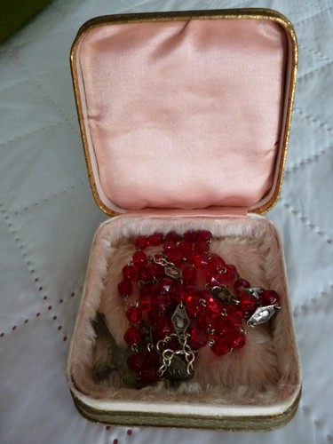Chapelet ancien perles rouge - chapelet,