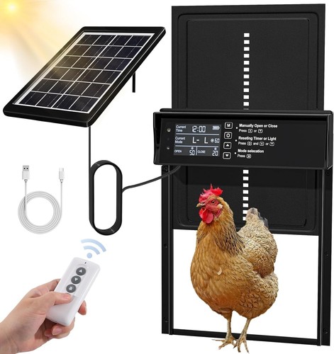 Porte poulailler solaire - porte,
