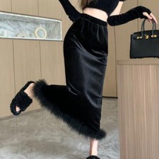 Femme Long Velours Jupe