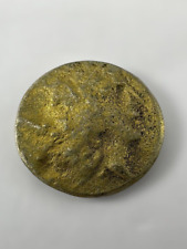 ANCIENT JULIUS CAESAR AUREUS BRONZE TWO FACE KING OLD ROMAN COIN 45 BC