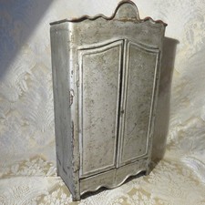 Unique Miniature French Tin Armoire in Doll Scale