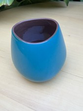 Vintage Danish Design Turquoise Enamel Mini Pot Vase Signed JH Nmbrd 644 Denmark