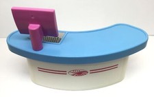 Playmobil blue & white desk + computer 