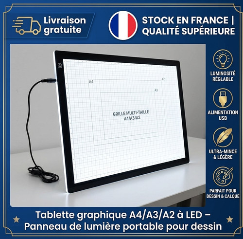 Tablette lumineuse led a3 - tablette, a4