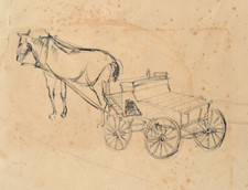 Calèche à cheval, dessin à