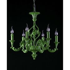 Lustre en Bois Vert 6 Lumières Classique Moderne Personalisé