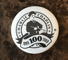 *Vintage 1¾'' Pinback Button - Charlie Chaplin 100 Years - 1889-1989