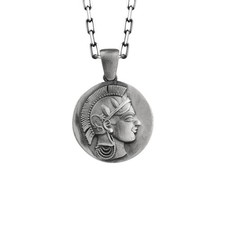 Pièce de monnaie commandant grecque en argent sterling oxydé pour cadeau maman