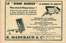 Publicité ancienne la benne agraire matériel agricole 1955 issue de magazine
