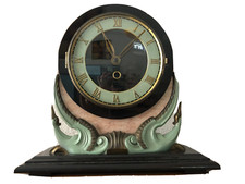 Belle Horloge pendule à poser décor à l 'oiseau marbre et bronze TBE vintage
