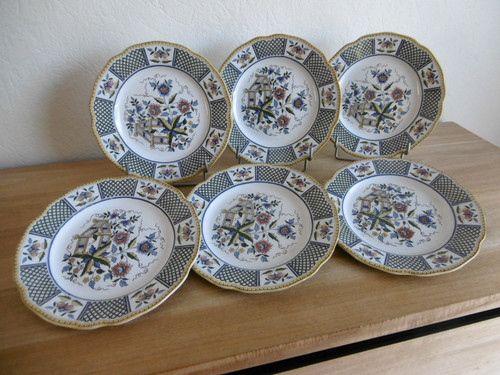 Six assiettes dessert faience - six,
