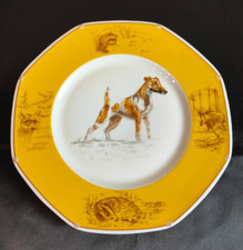 DEFECT Hermes Plate Fox a poil lisse  Dog Yellow Porcelain Tableware DEFECT
