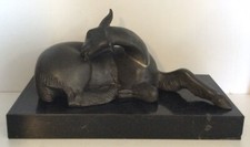 SCULPTURE ANIMALIÈRE IRENÉE ROCHARD 1906/1984 CABRI RÉGULE PATINE NOIRE ART DÉCO