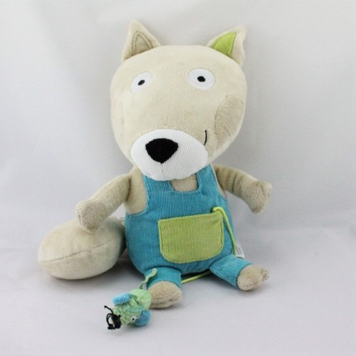 Doudou renard beige salopette