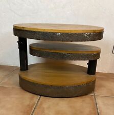 1960-1970 TABLE BASSE , D APPOINT  POST-MODERNISTE BRUTALISTE BOIS ET FER FORGÉ